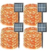 YEGUO 4 Pack Orange Solar Halloween Lights Outdoor Waterproof, Each 33ft 100 LED Solar Fairy Ligh...