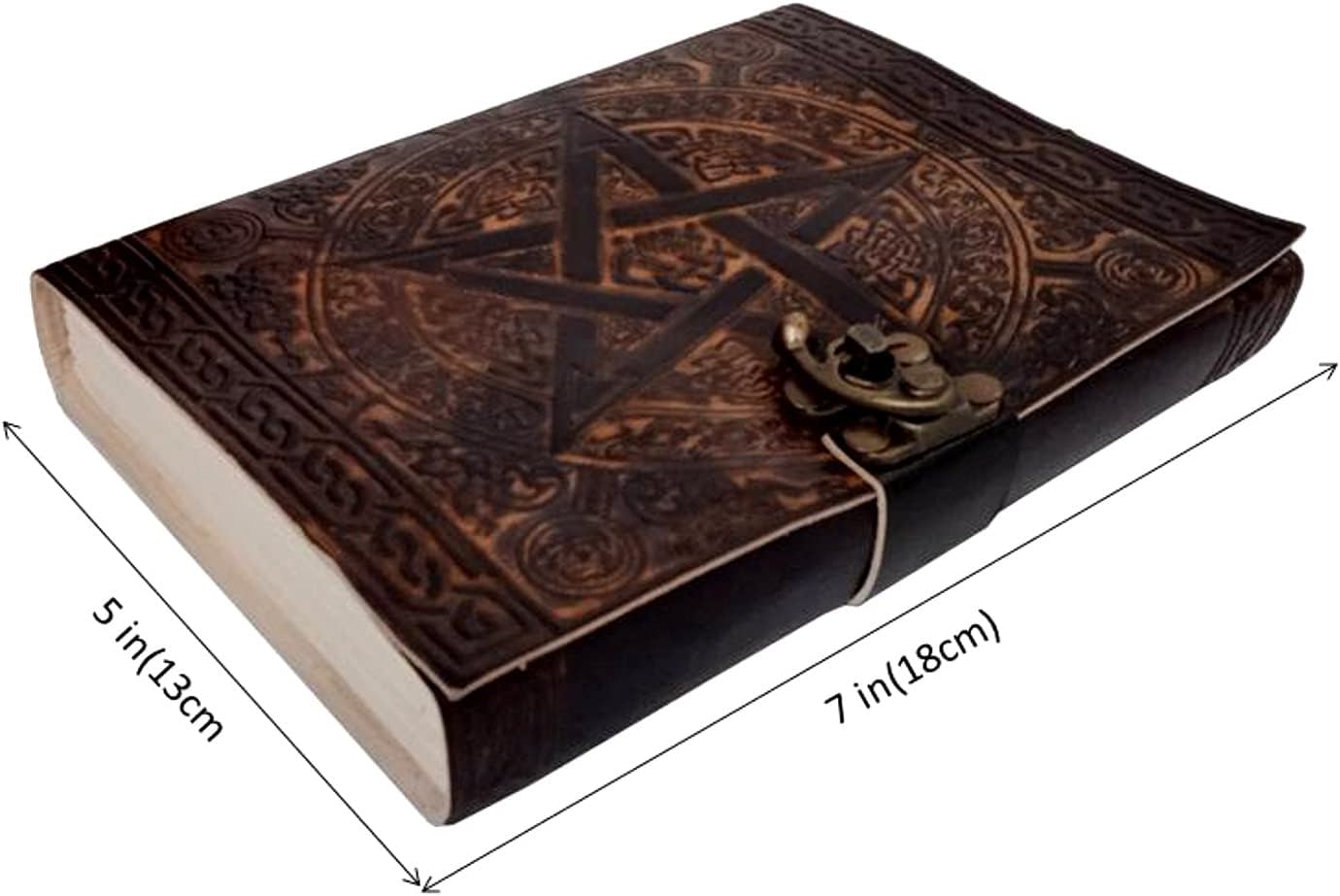 Purpledip Leather Journal 'Ancient Pentagram': Vintage Design Diary Notebook (12449)