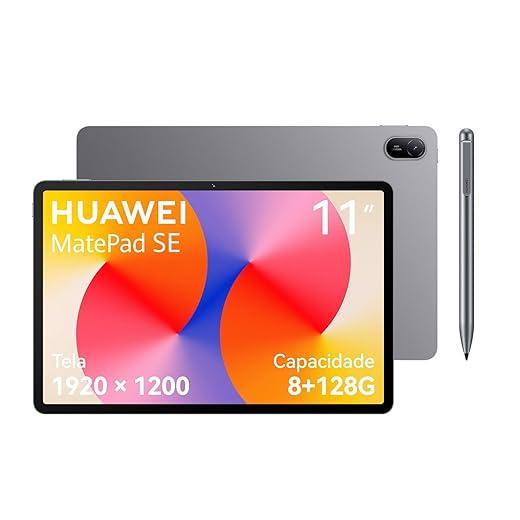 Tablet, HUAWEI MatePad SE 11, 8+128GB, Tela HUAWEI FullView de 11" para Conforto Visual，Superbateria de 7700 mAh 22,5W，Câmera Traseira 8 MP，Câmera Frontal 5 MP，Cinza Nebula
