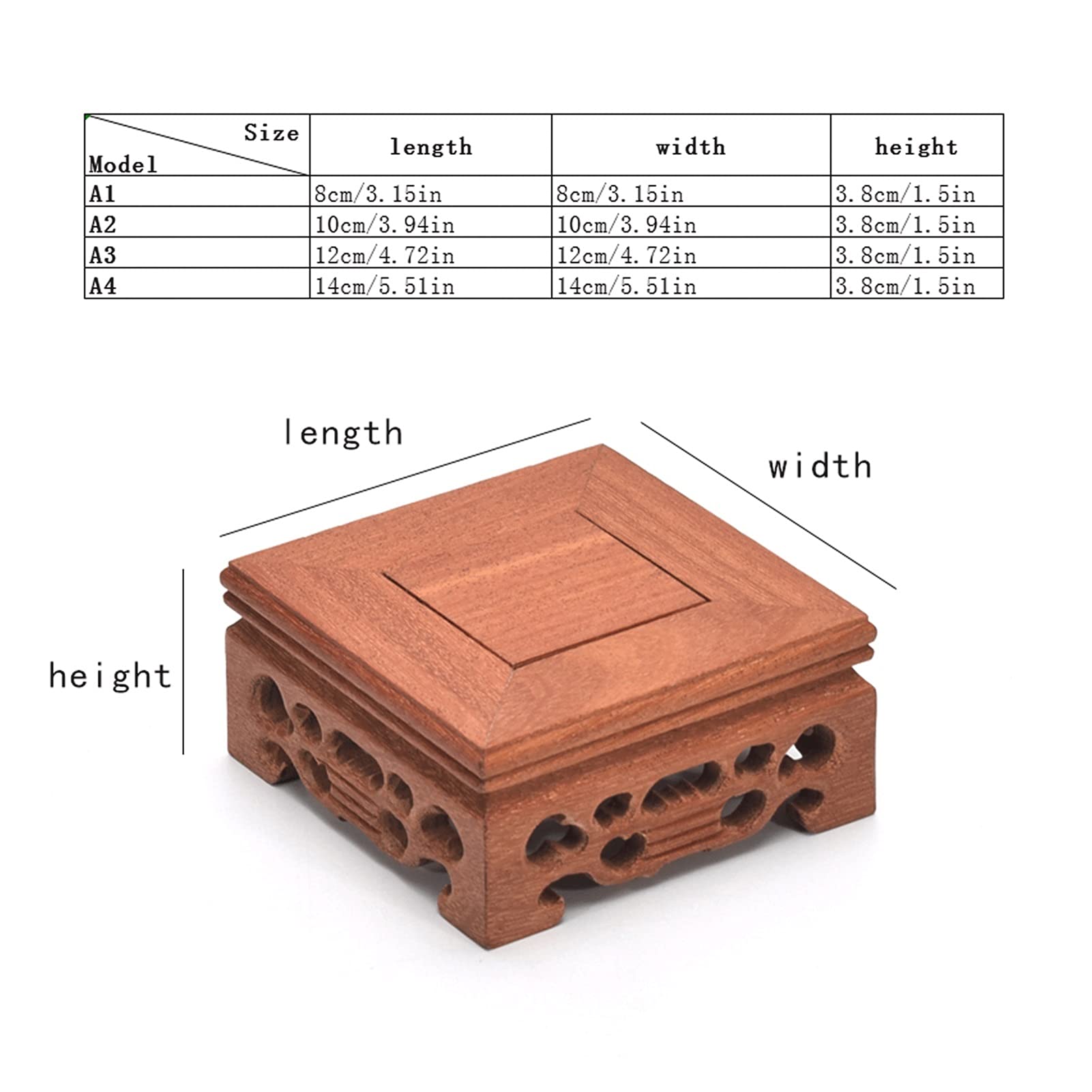 ディスプレイベース 中国風の凹面彫刻台座ミニチュア木製ホーメン