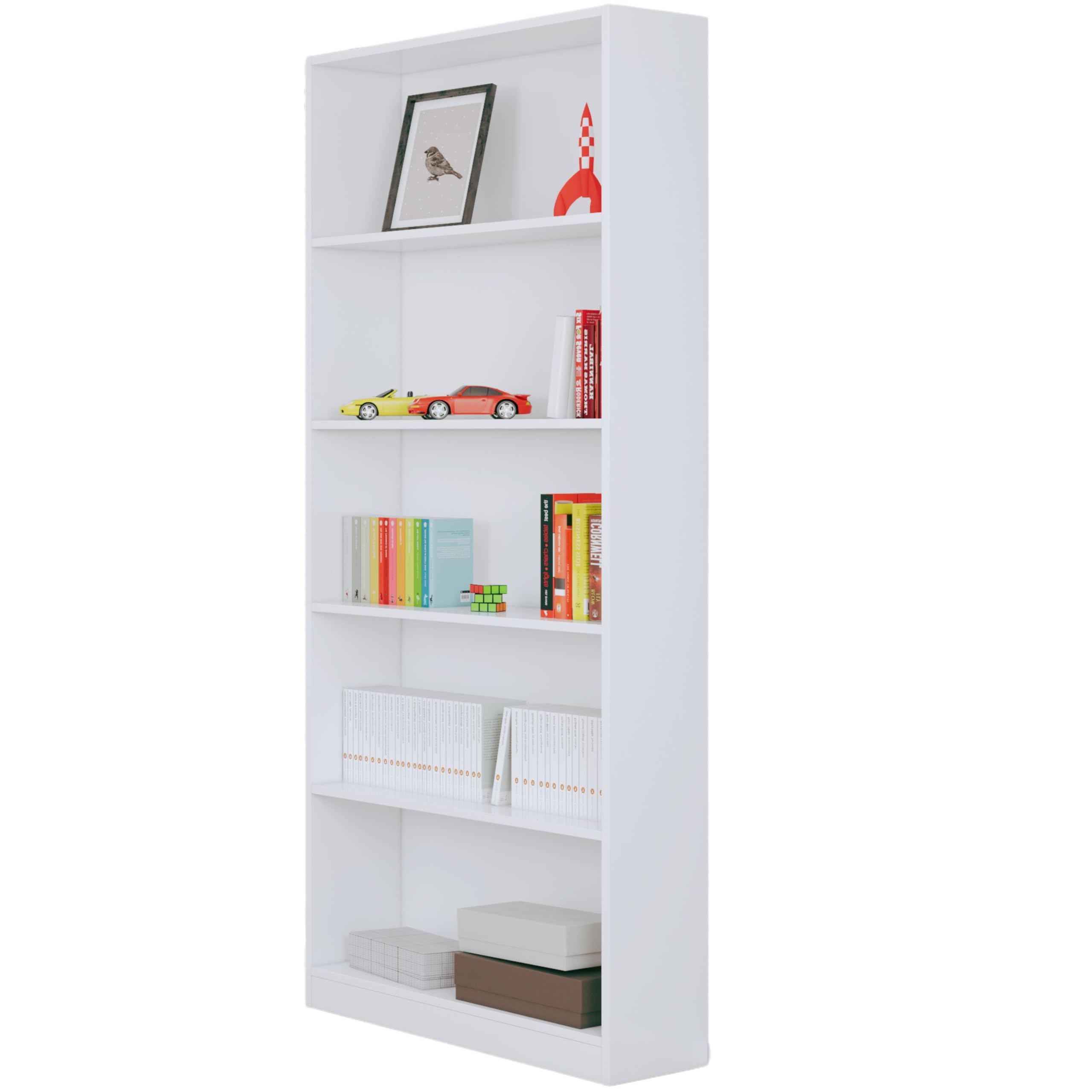 Habitdesign Magnolia B03 Libreria, Bianco, 80 x 28 x 201