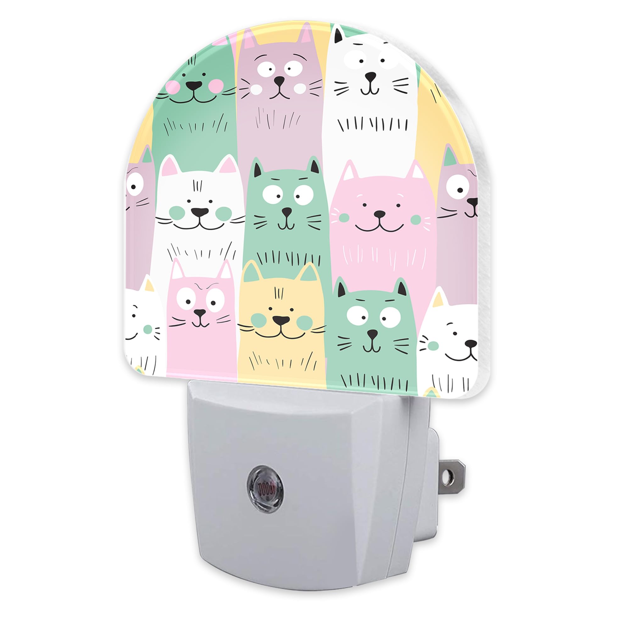 sndheke Colorful Cartoon Cats Night Light, Cute Childish Kittens Dusk to Dawn Night Light Plug in, 0.5w Energy Saving Sleep Friendly NightLight for Kids Boys Girls Home Decor