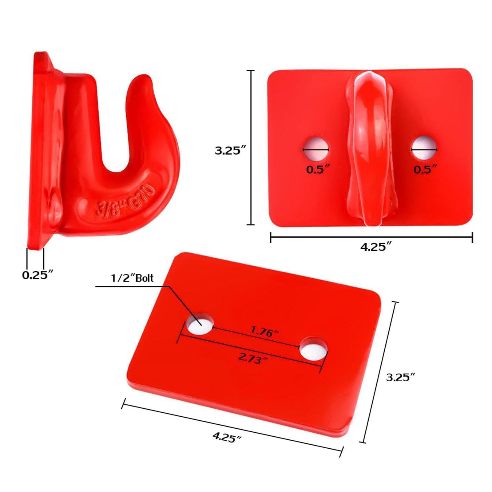 MYCENSE 2 Pieces Tractor Bucket Grab Hook, Vehicle Towing Hanger,Sturdy,Auto Repair Part,Tow Hook Mount 3/8 for Tractor Bucket, Red