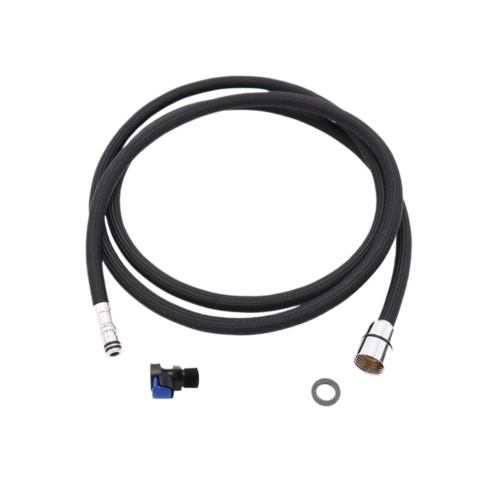ZYCHSJXA 150/180/300cm Pull Out Kitchen Faucet Hose Nylon Braided Flexible G1/2 M15 Replacement Tube(Black,300cm)