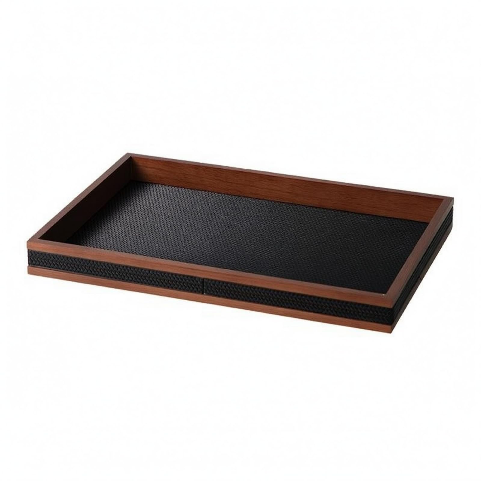 Sharplace Bandeja de Servicio Rectangular Bandeja Organizadora de Mesa Bandeja de Madera PU con Bordes y Fácil Transporte Adecuada para Servir Frutas Brunch Encimera Comedor Estudio, Negro