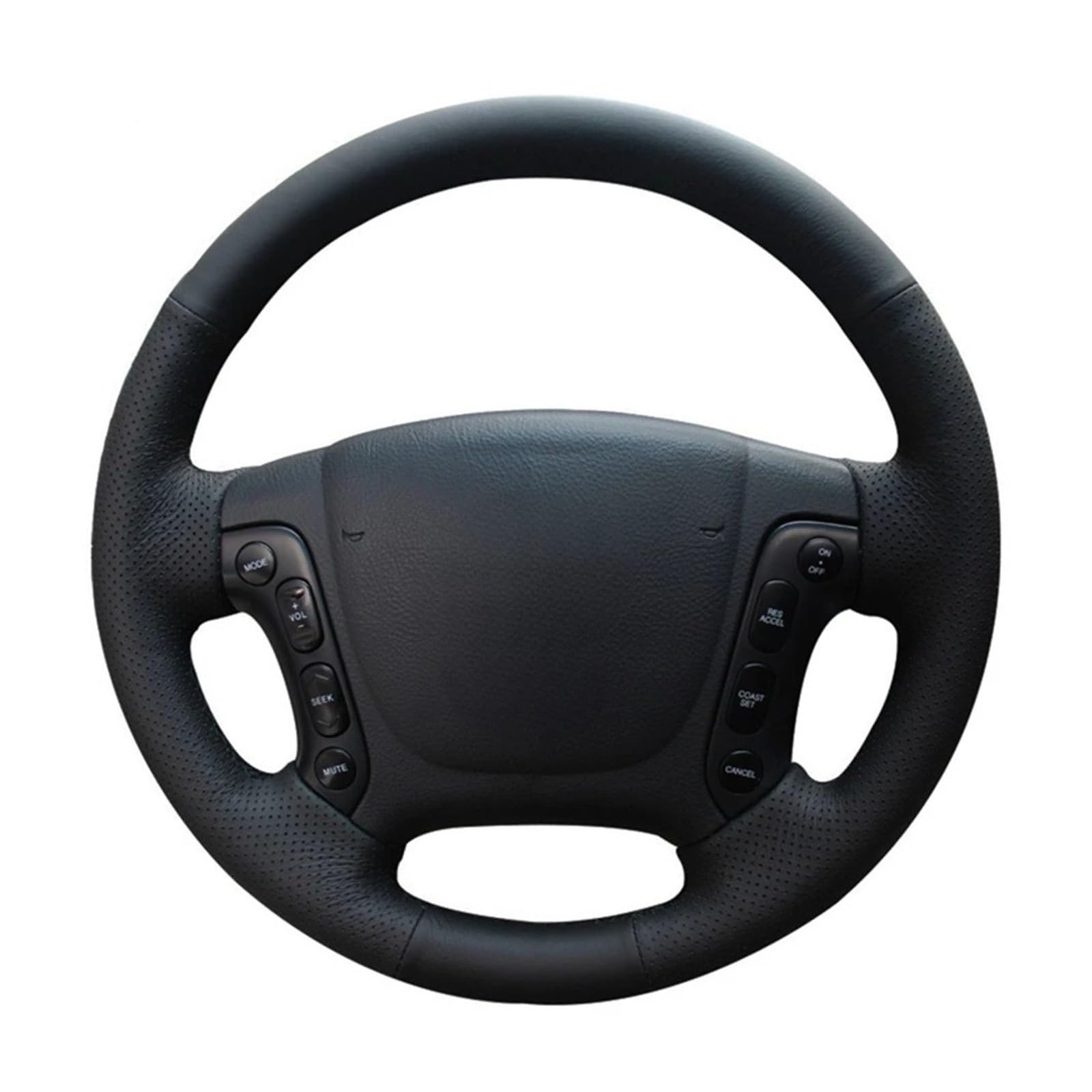 Lenkrad Schutzhülle Für Hyundai Für Santa Für Fe 2007 2008 2009 2010 2011 2012 DIY handgenähte rutschfeste Schwarze Leder-Autolenkradabdeckung Lenkradabdeckung(Farbe:Light Blue Thread)