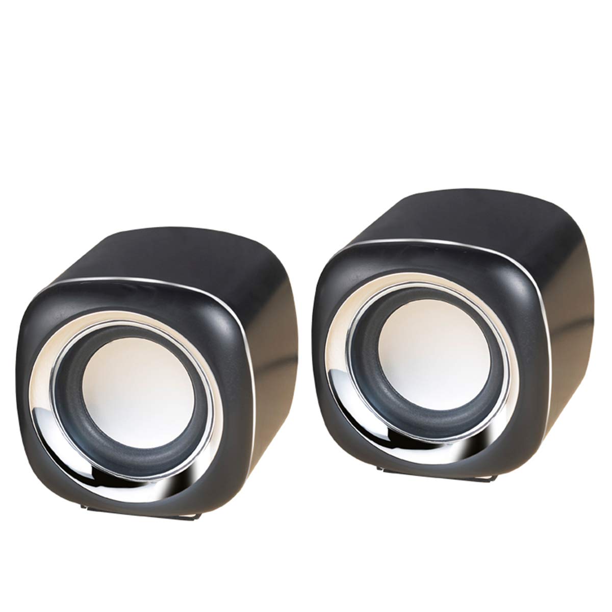 Ezeey 3.5mm Mini Square Wired Speaker Box Computer Speakers Portable USB Notebook Speaker Multimedia Desktop Speaker Powered by USB for Tablet Computer Laptop Smartphone (Black)