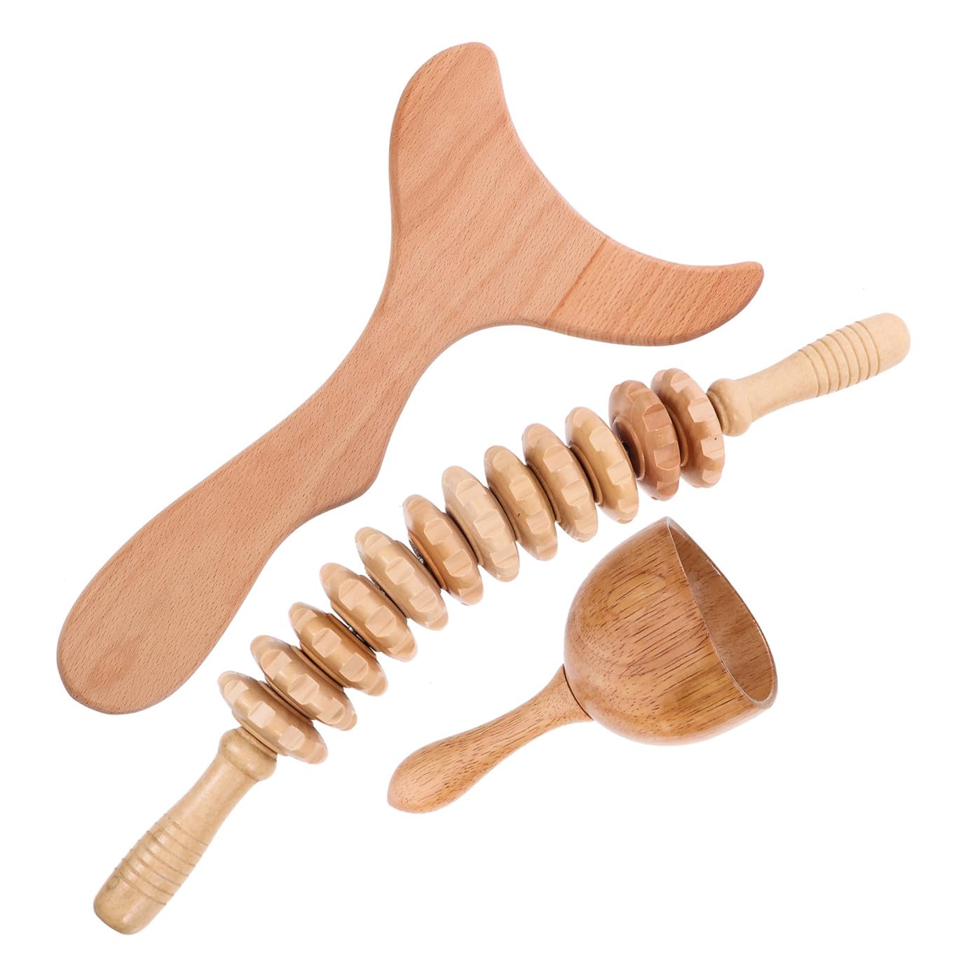 Alipis Rodillo de Masaje de Madera para Relajar Músculos y Aliviar Tensión, Herramienta Práctica y Ligera Diseño Especial para Masaje Corporal Completo