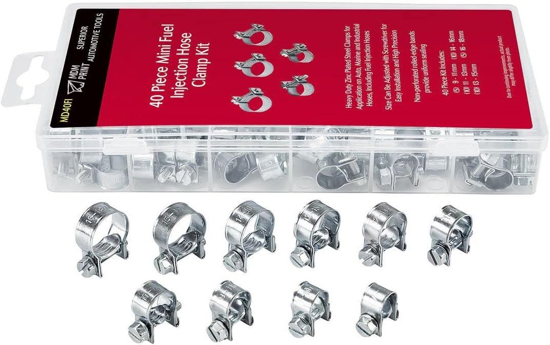 Mini Fuel Injection Style Hose Clamp Kit, 40 Piece Automotive