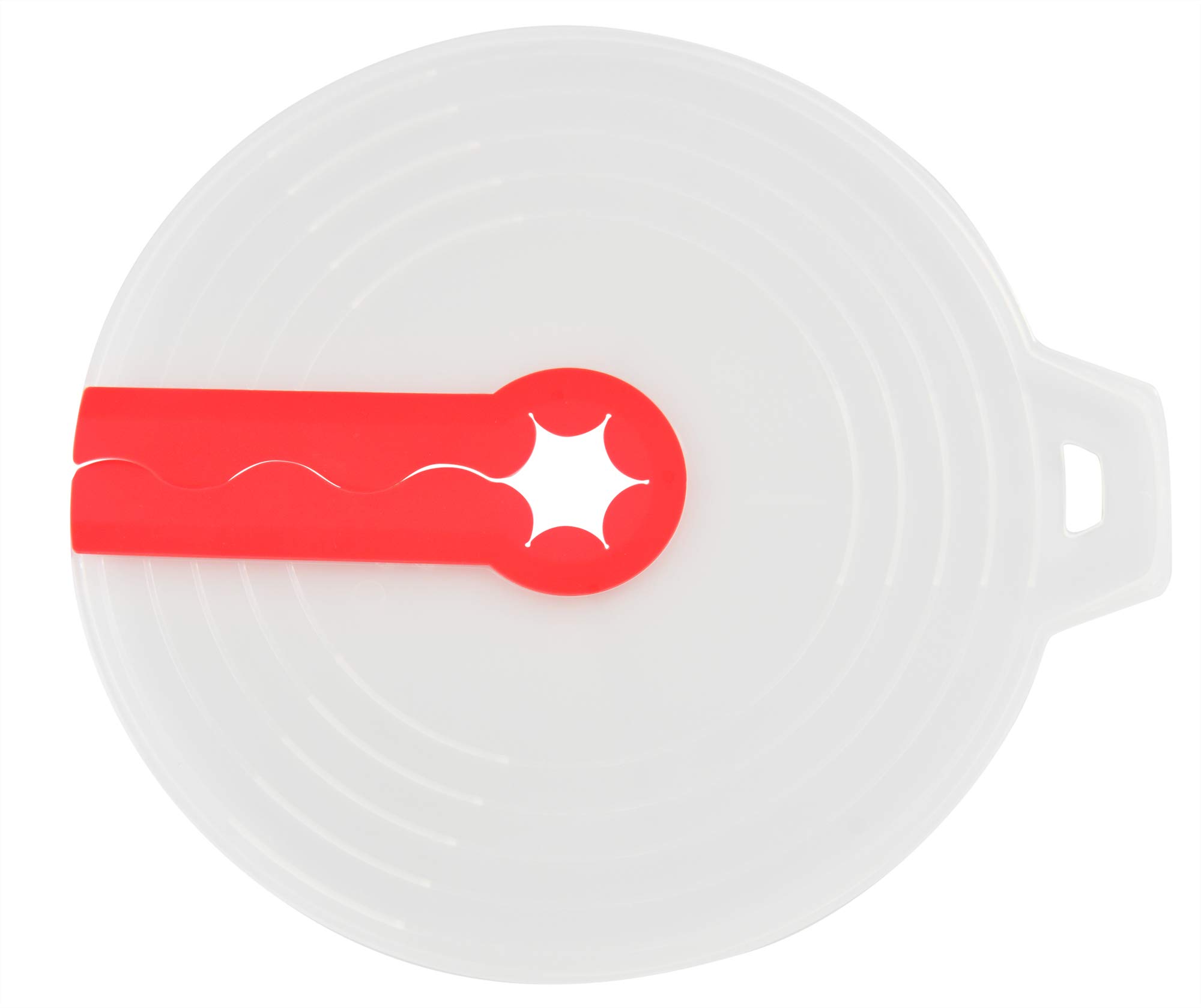 HOME-X Mixer Splatter Guard for Kitchen Hand Mixer, Splatter Screen for Large Mixing Bowls, 12-Inch Diameter, Clear/Red