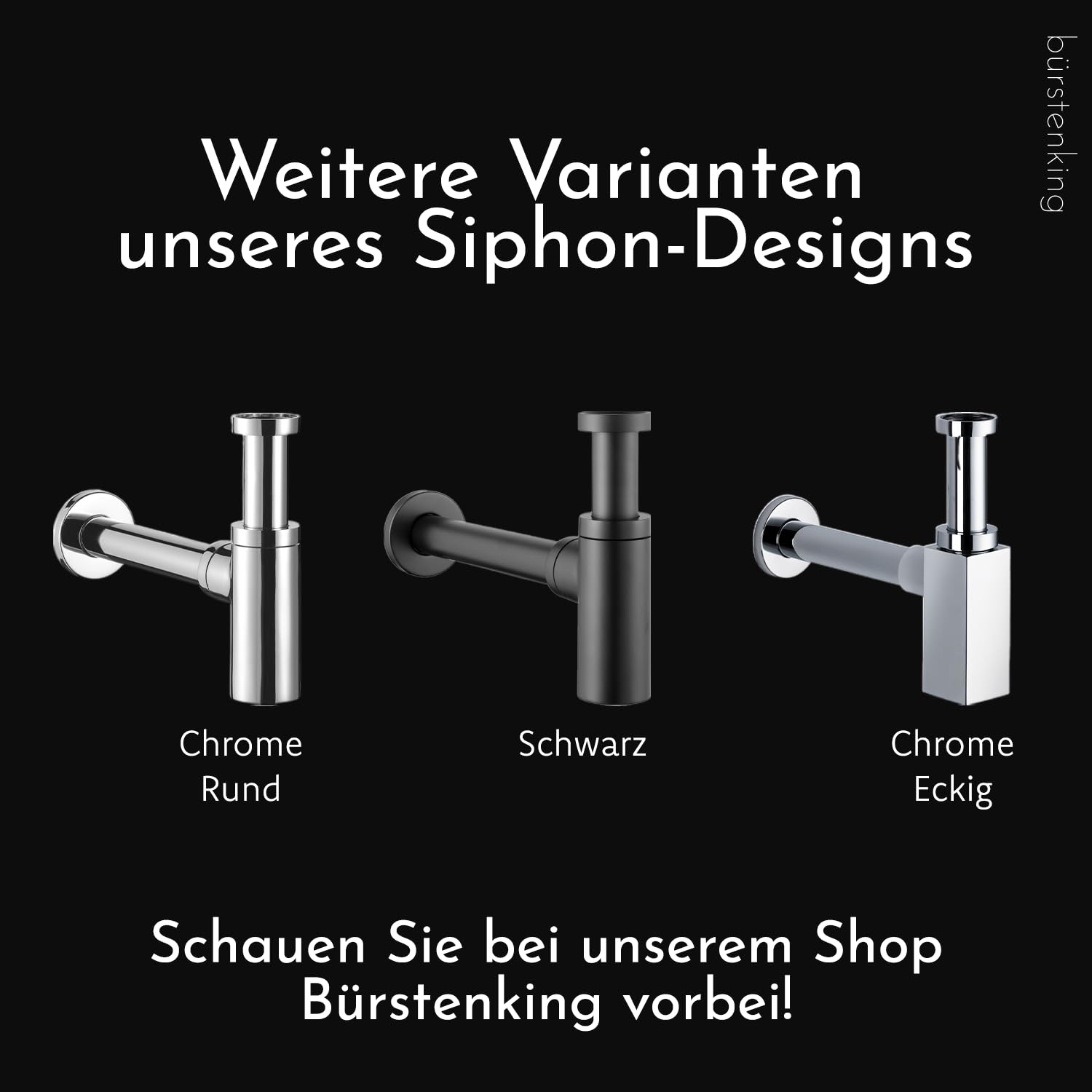 Bürstenking Syfon, chromowany, 1 1/10.2 cm, okrągły, mosiądz