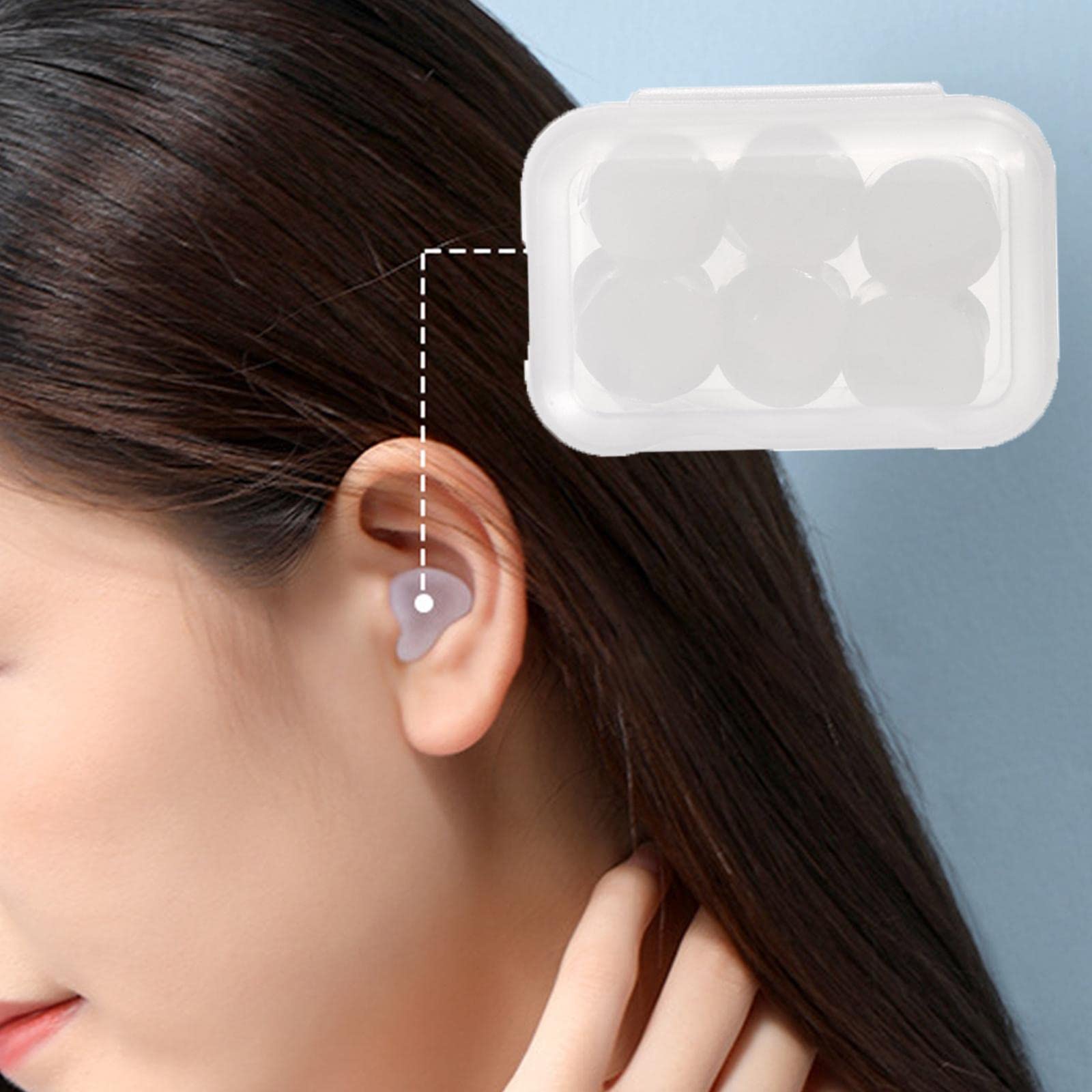 Tappi per Orecchie in Silicone Morbidi Modellabili Riusabili Impermeabili con Contenitore Portatile per Dormire Nuotare Viaggiare Studiare, 6 Pezzi
