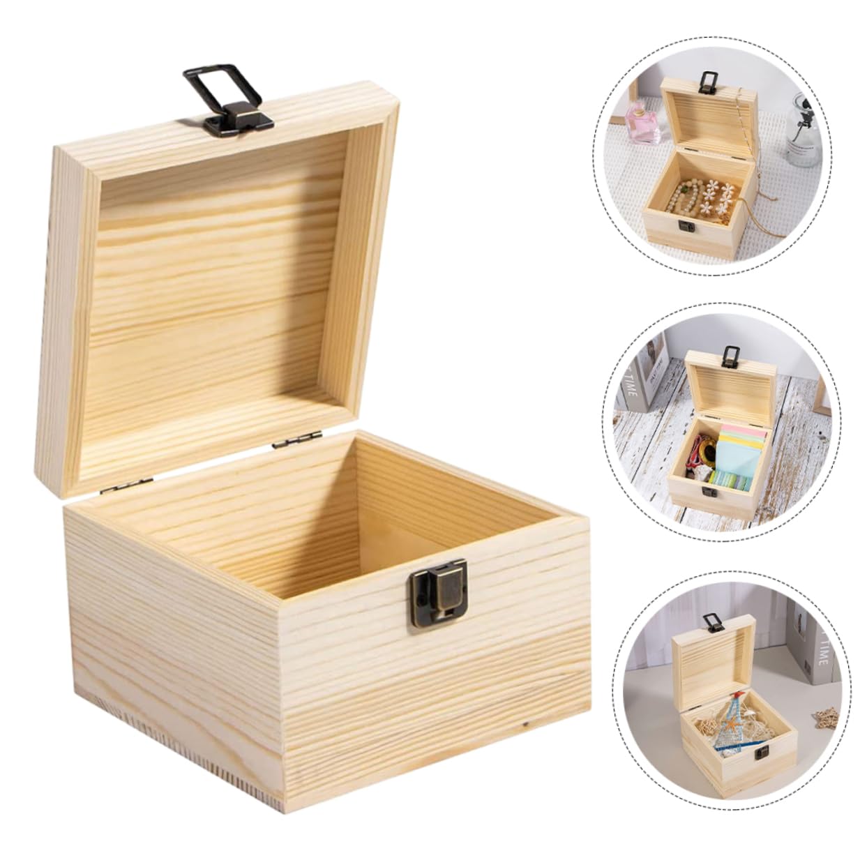 Onafgewerkte ronde houten kist met deksel – doe-het-zelfdoos voor sieraden, snuisterijen, souvenirs en cadeaus - België