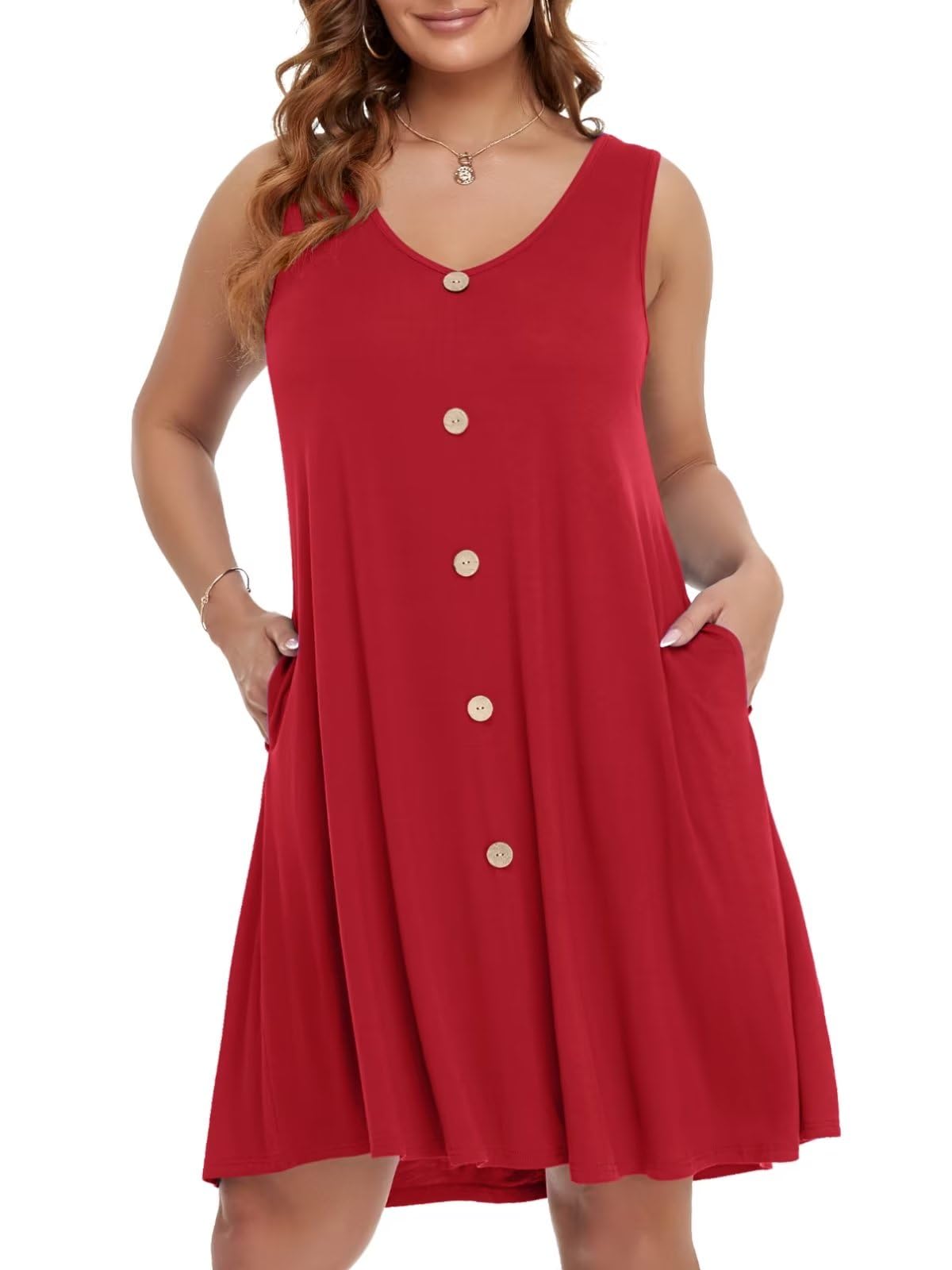 BELAROI Summer Dresses for Women Beach Tshirt Sundress V Neck Casual Swing Tank Dress Swimsuit Cover Ups Pockets