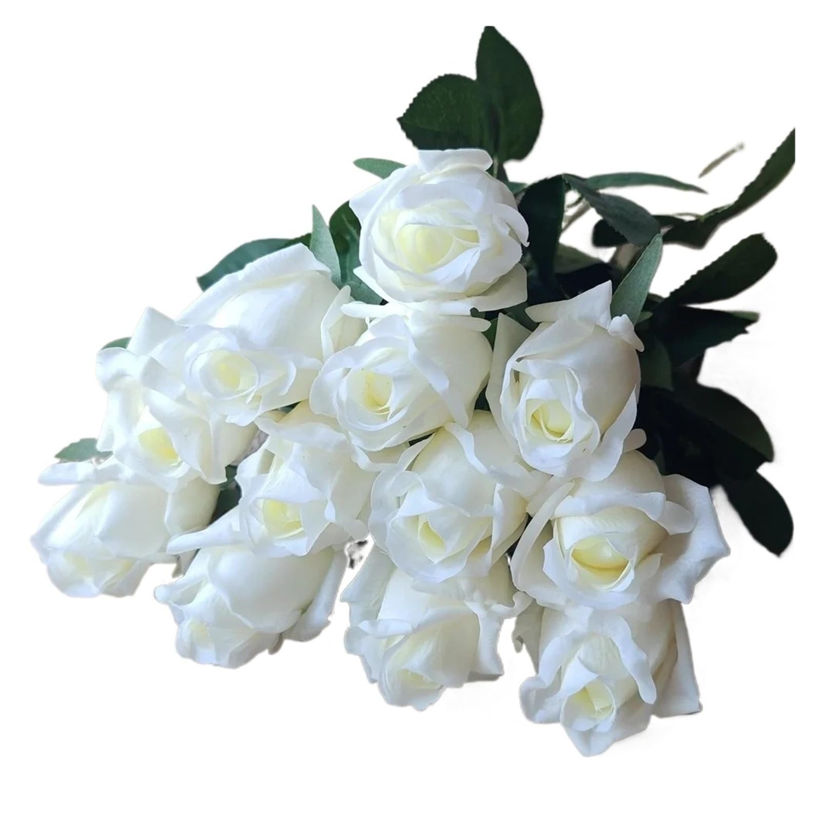 HamPaesk 12pcs Simulation Buds Fake Flowers Plant Branches Artificial White Flower Shopping Mall Decoration(White)