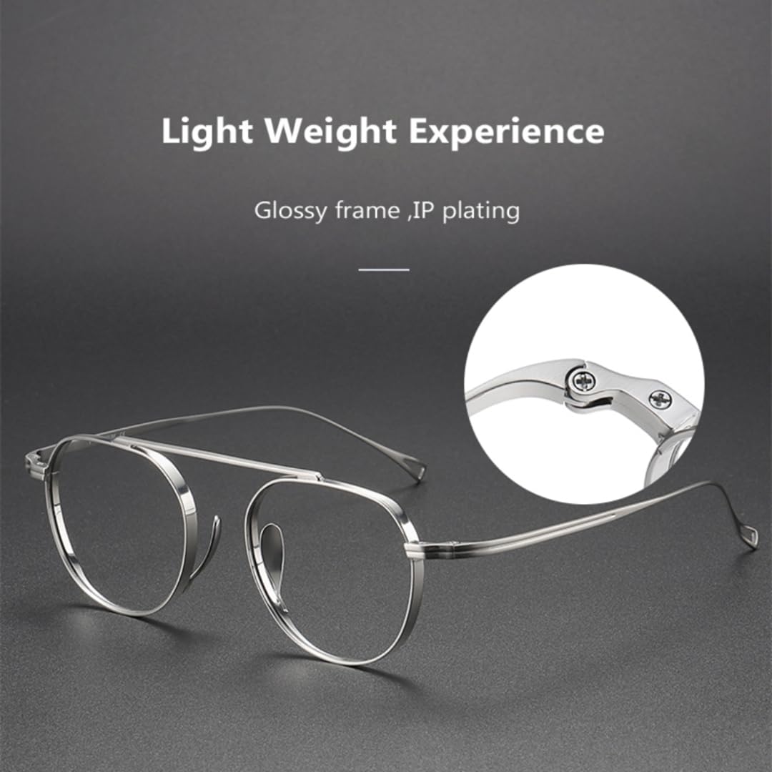 Monture de lunettes en titane pur pour hommes et femmes, style rétro rond, ultralégère (bronze)