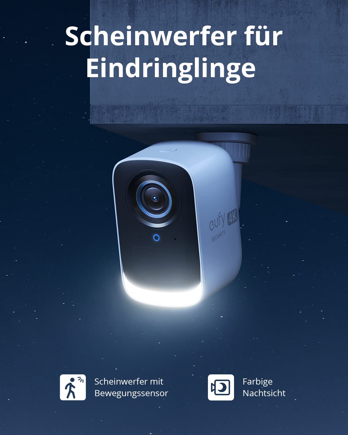 eufy Security eufyCam 3C, Überwachungskamera aussen, 4K kabellose mit Gesichtserkennung und K.I, Farbige Nachtsicht, Lokale Speicherung, Set 2+1, T8881321, White