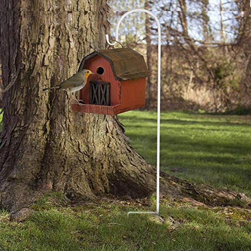 unho 8 Stück Schäferhaken aus Metall, Gartenstab Gartenstecker mit Haken für Solarleuchten, Laternen, Hochzeiten, Pflanzkörbe, Blumenkugel 90cm,Weiß