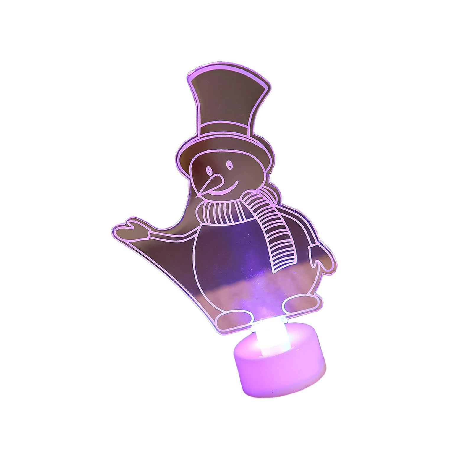 Elnwnnkc Snowman Illuminated Acrylic Christmas Night Light Battery Powered Nightlight Christmas Decoration For Centerpieces Battery Operated Desk Decoration