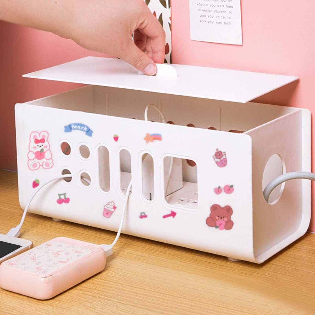 Gatuida Caja De Almacenamiento Para Cables De Alimentación Hogar Organizador De Cables Resistente Al Desgaste Para Dormitorio Accesorio Para