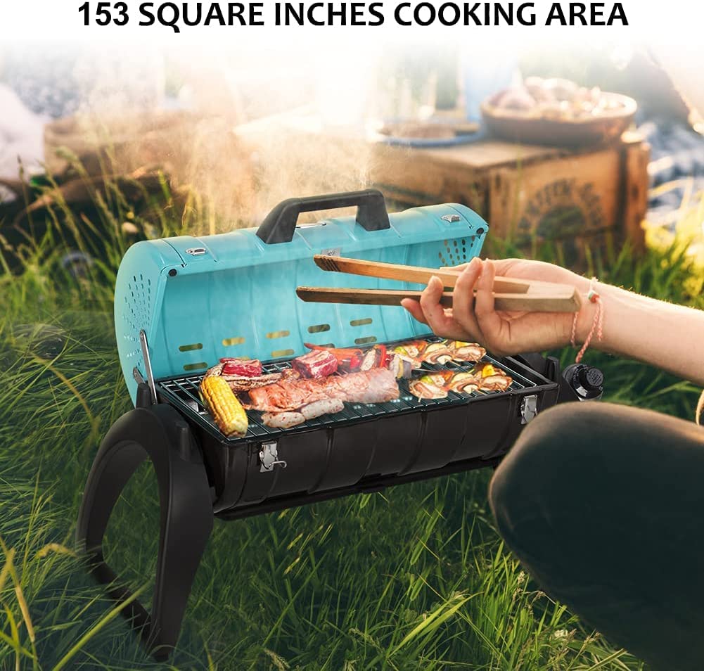 RajoNN Tisch-Propangrill 10.000 BTU, tragbarer Gasgrill mit Thermometer, Campinggrill 153 Quadratzoll zum Kochen im Freien