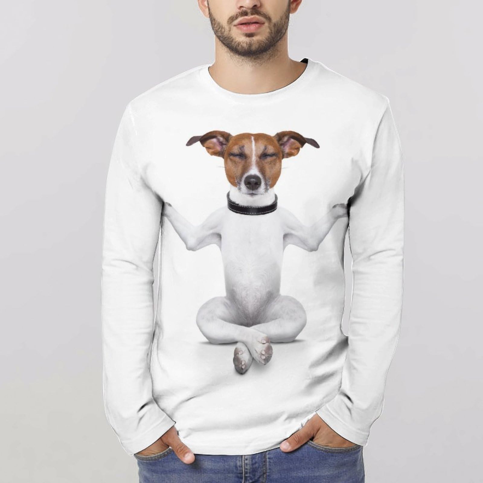 Amazon.co.jp: 長袖tシャツ メンズ ジャックラッセルテリア ヨガ 犬柄