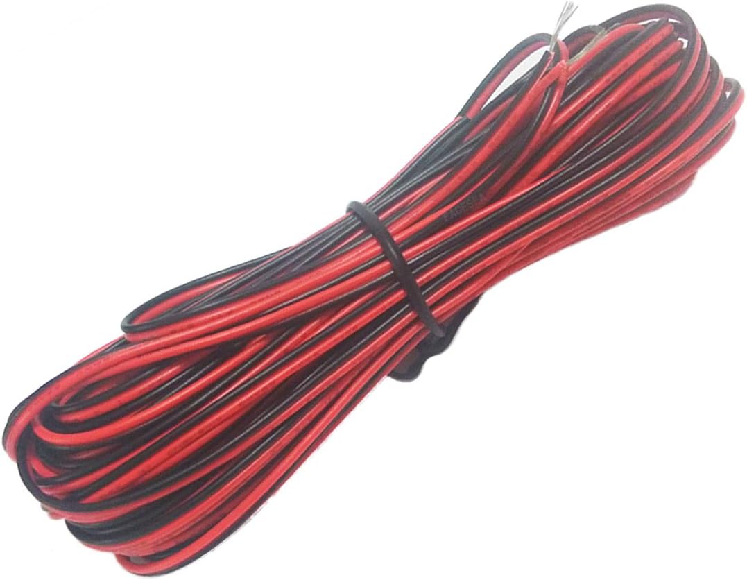 Mobestech 2PIN Extension Cable Wire Cord Cable 20M for Led Strips Black Red Professional Electrical Wire 5050