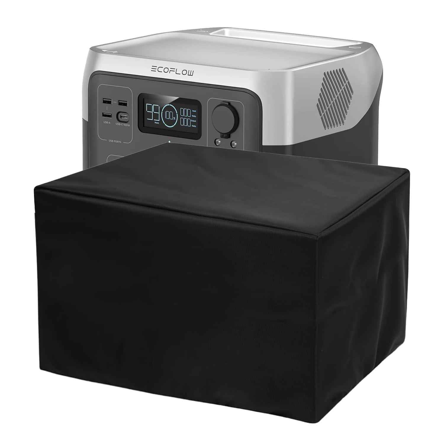 Black Portable Power Station Cover – Durable, Dust & Scratch Proof, Washable Nylon – Fits Most Stations