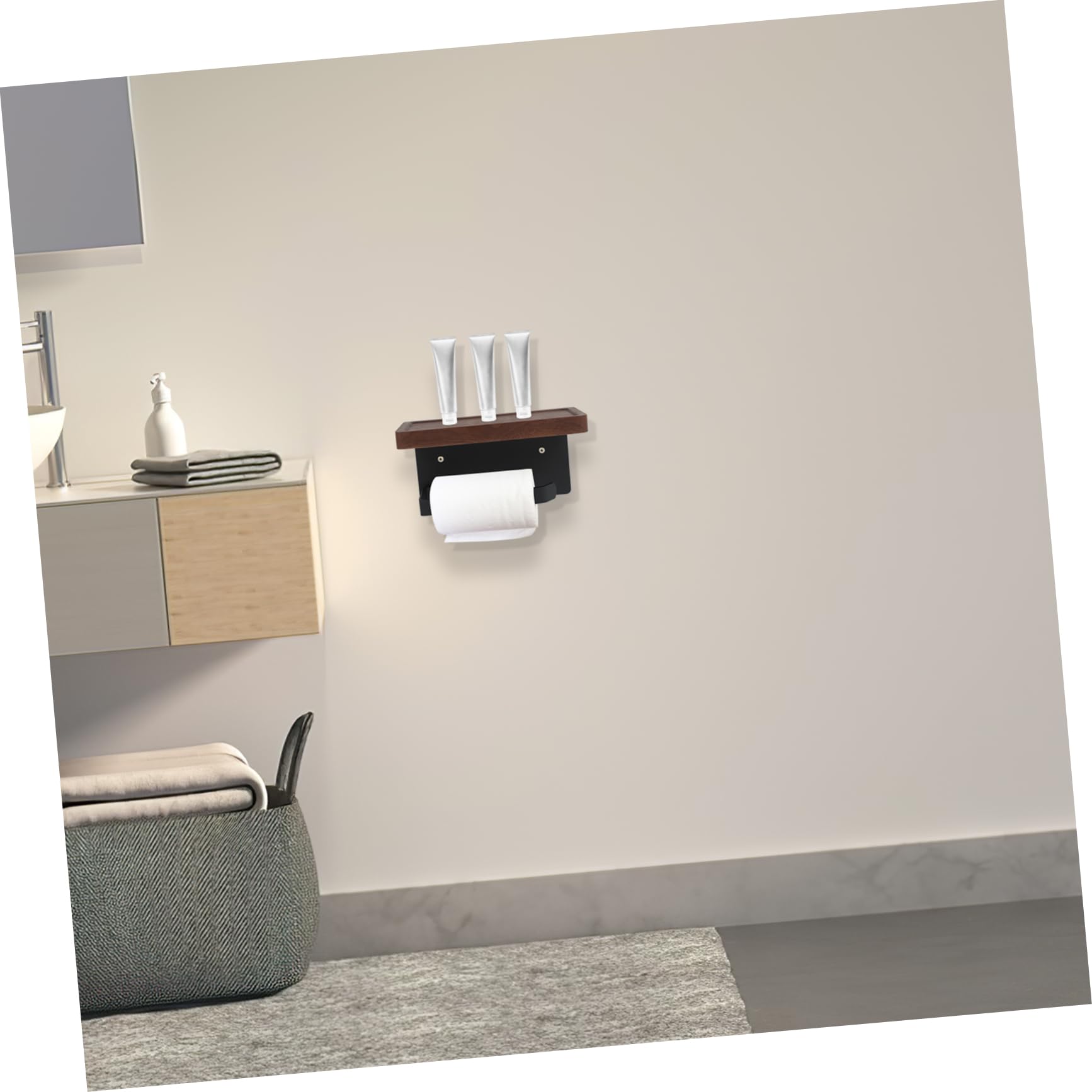 Igienica Mensola Inossidabile o Legno Porta Carta Acciaio Parete da Supporto con Integrata Funzionale Oggetti per Bagno e Toilette Casa Hotel per Pezzi eggetti Piccoli