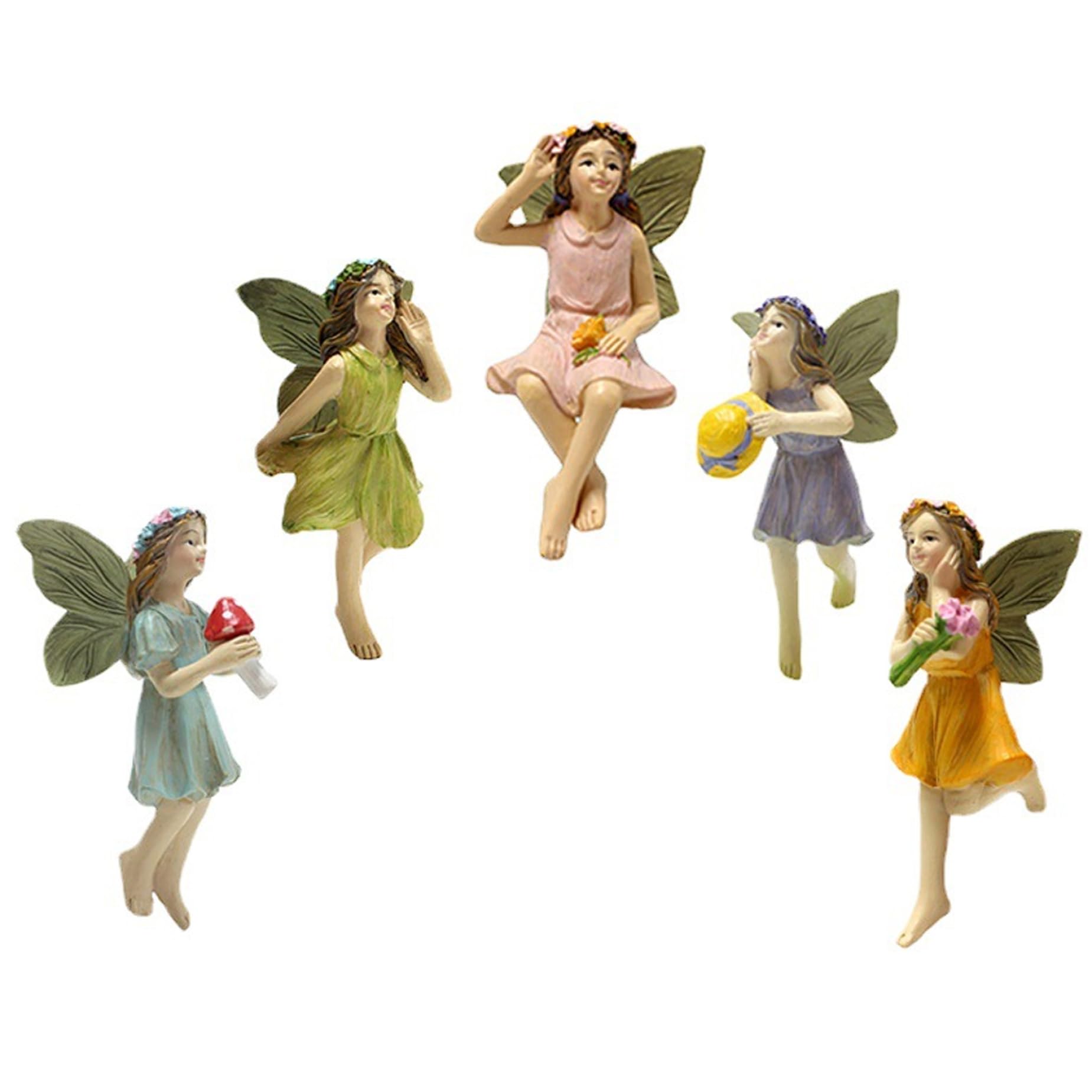 1 Set Mini Fairy Figurines, Resin Miniature Fairy Garden Figurines Angel for Micro Landscape Potted Decoration Lawn Accessories