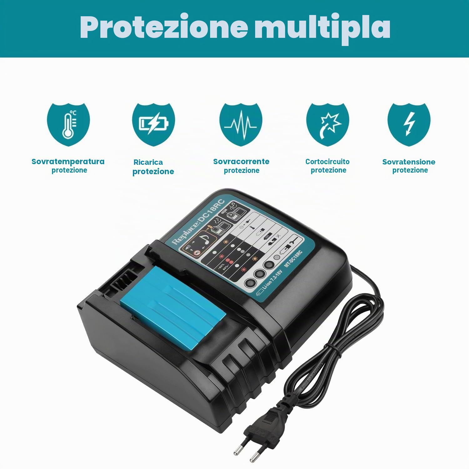 Energup 2 Pezzi 18V 5.0Ah Batteria con Caricabatterie per Makita Batteria 18V BL1815 BL1820 BL1830 BL1840 BL1850 BL1850B DC18RA DC18RC DC18RD