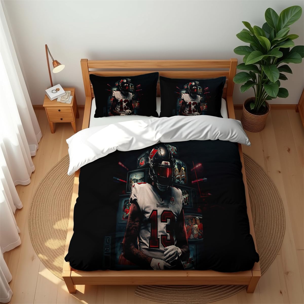Premium Hotel Style Bedding Set Football Rugby 3PCS Soft Cotton Rich Quilt Cover for All Seasons (Style 05,200x200cm(Double))