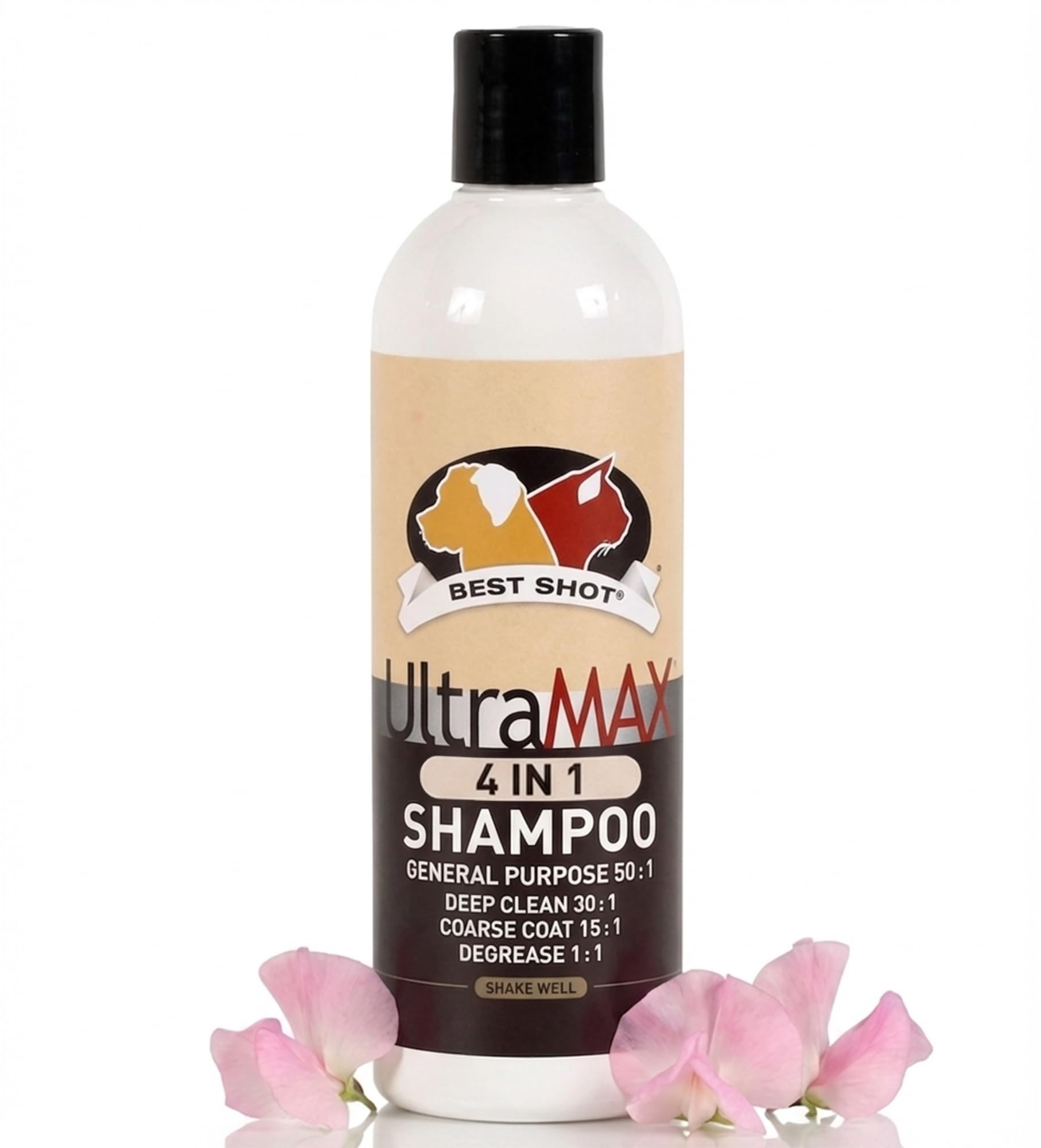 Best Shot UltraMAX Pro 4-in-1 Shampoo, Versatile Pet Shampoo, Ideal Pet Grooming Supplies, Ready to Use, Sweet Pea Essence, 17 Oz.