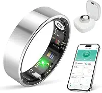 Anel inteligente com monitoramento de sono, vida útil da bateria de 10 dias, estresse/frequência cardíaca/rastreador de saúde feminina, sem assinatura de aplicativo, compatível com Android e