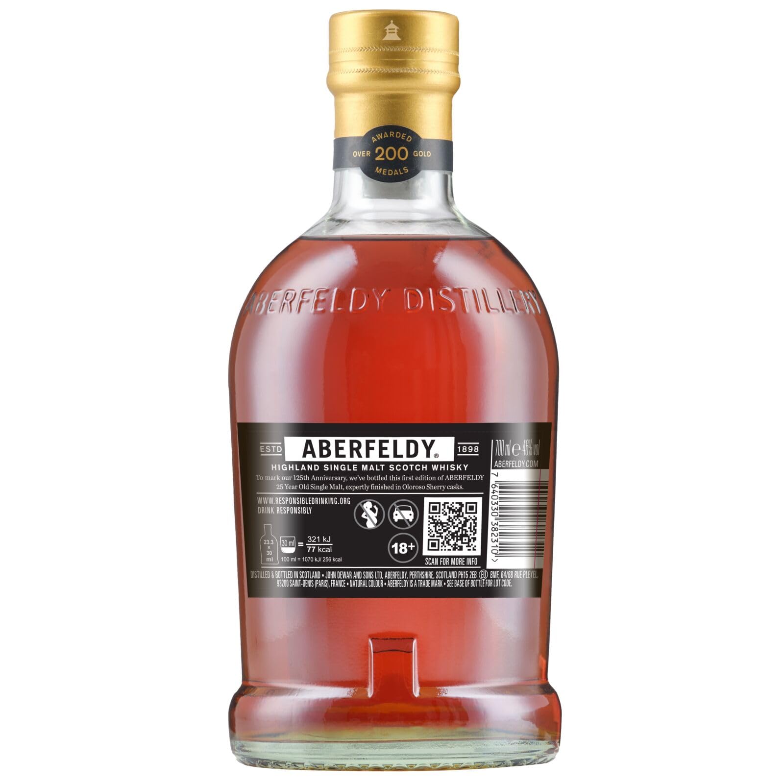 Aberfeldy 25 Jahre Single Malt Scotch Whisky, 40 Vol.-%, 70 cl/700 ml, in Oloroso-Sherry-Fässern gereift als 1. Whisky-Abfüllung nach dem Sherry