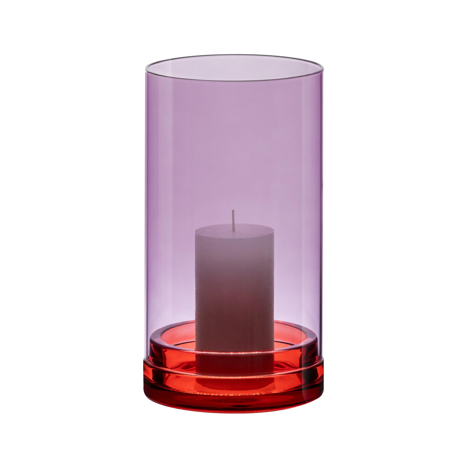 REMEMBER Windlicht groß Lucius violett, H 28 cm, Ø 15 cm – Großes dekoratives Glas Windlicht für Kerzen, stilvolle Wohn- und Tischdekoration
