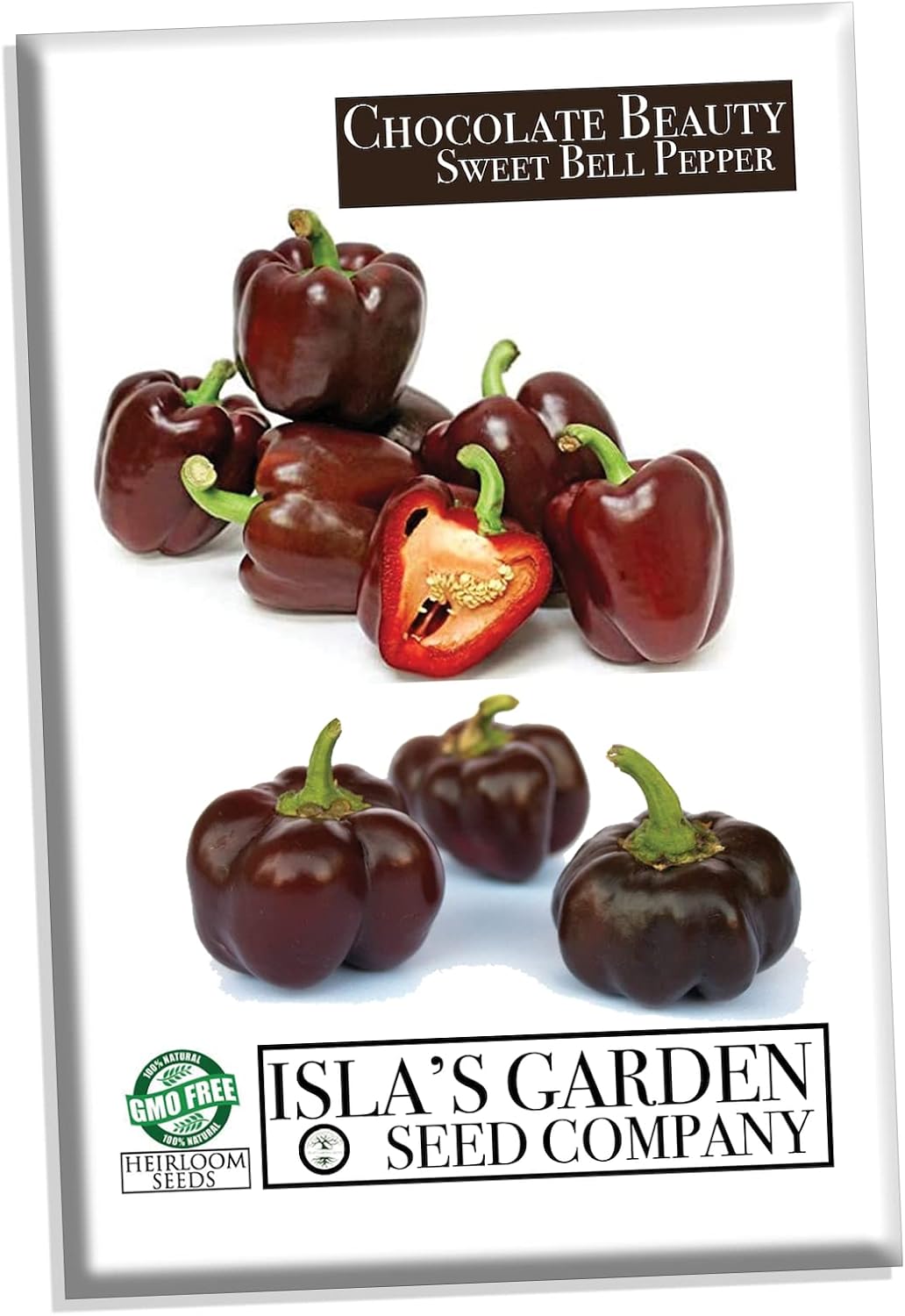 Chocolate Beauty Sweet Bell Pepper Seeds for Planting, 20+ Heirloom Seeds Per Packet, (Isla's Garden Seeds), Non GMO Seeds, Botanical Name: Capsicum annuum, Great Home Garden Gift