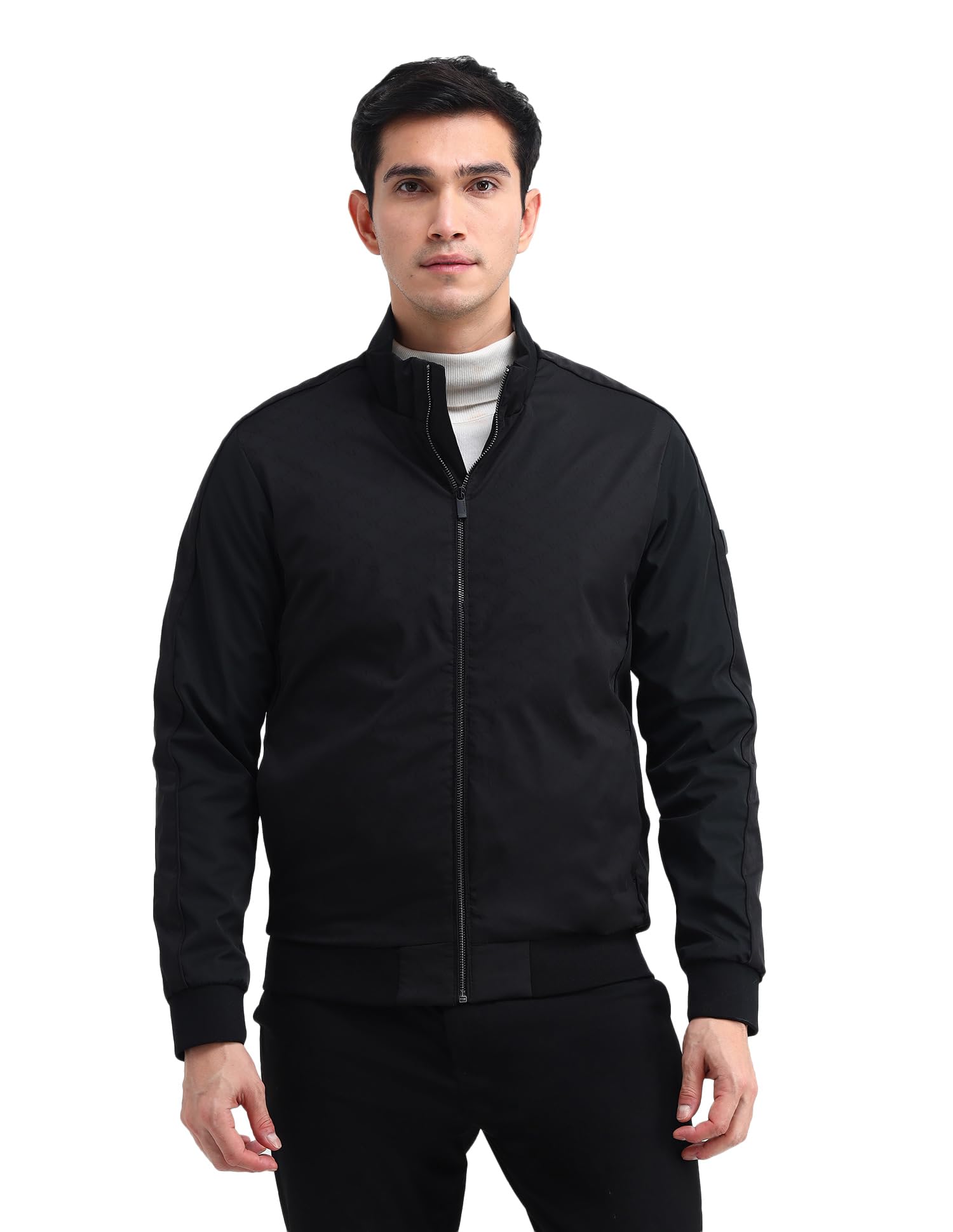 arrow New York Mens Black Solid Long Sleeve Polyester Classic Jacket-picture-11