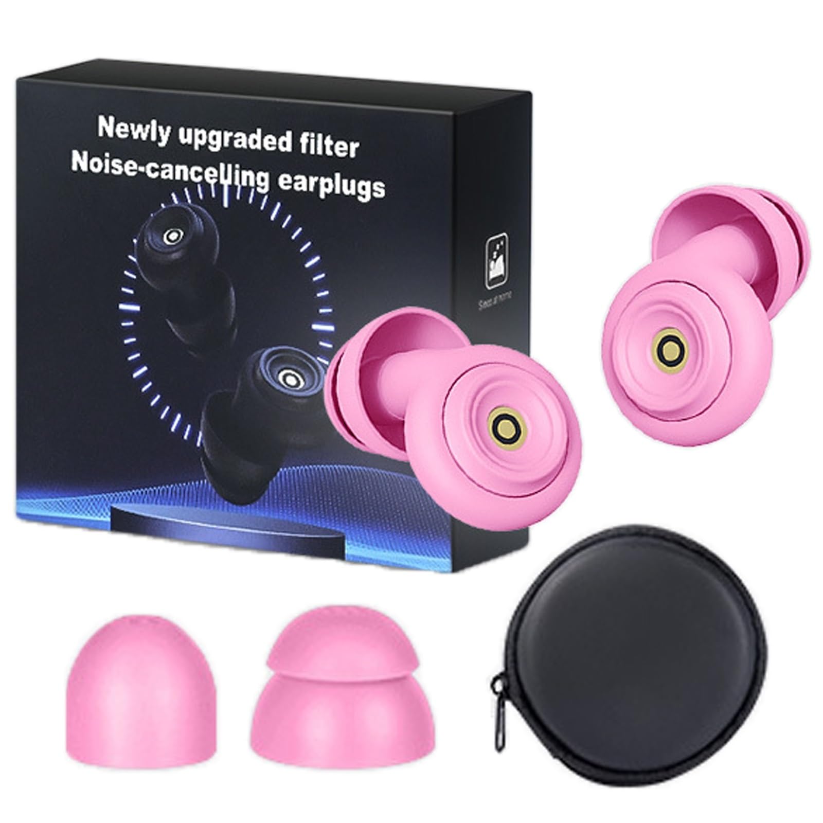 Bouchons D'oreilles Huzinite Antibruit, 50 Db, Ultra Doux, Réutilisables Et Lavables for Le Sommeil, Les Voyages, La Sensibilité Au Bruit, Le Vol, Les études, Le Travail(Pink,Gift box)