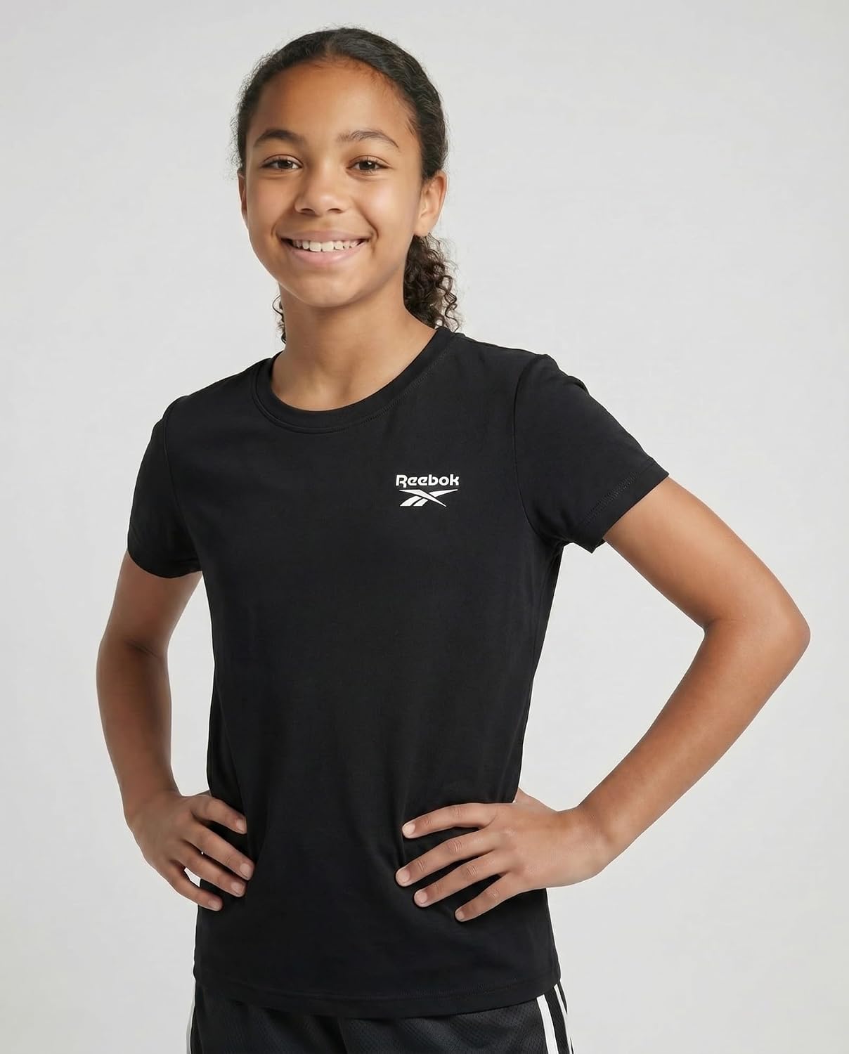 Reebok 4 Pack: Girls Dry Fit T Shirts Athletic Short Sleeve Sports Tops Active Tee Shirt for Kids Teens Tweens (Sizes 6-16)
