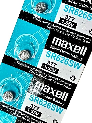 Image of Maxell SR626SW 1.55V Silver Oxide Battery (Pack of 5)