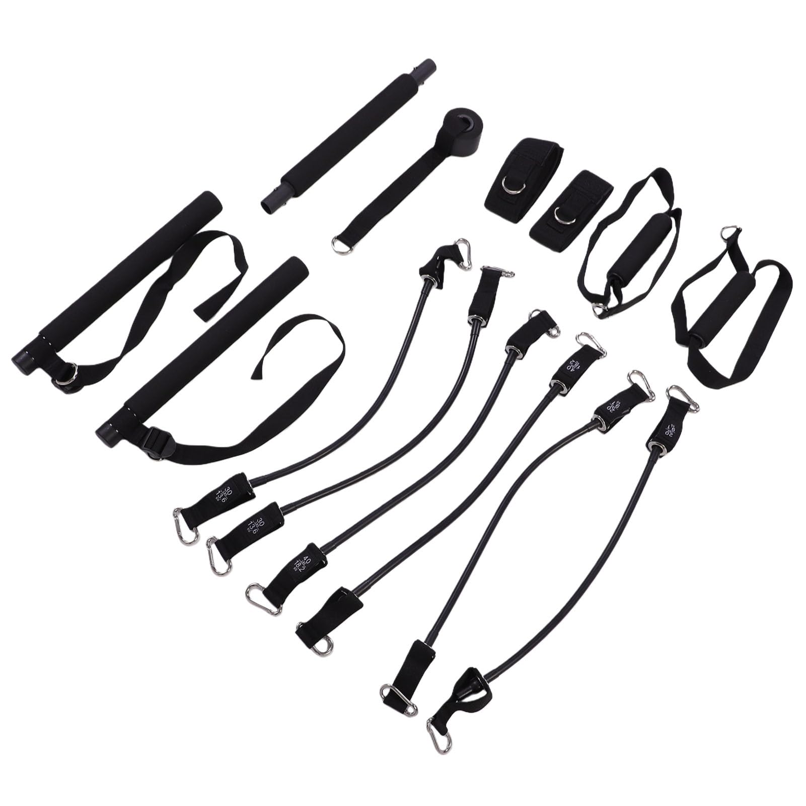 Bewinner Kit de Barra de Pilates Premium, Bandas de Resistencia de 20, 30 y 40 Libras con Bolsa de Almacenamiento Portátil, Equipo de Entrenamiento de Pilates Ajustable, Tubos de Acero