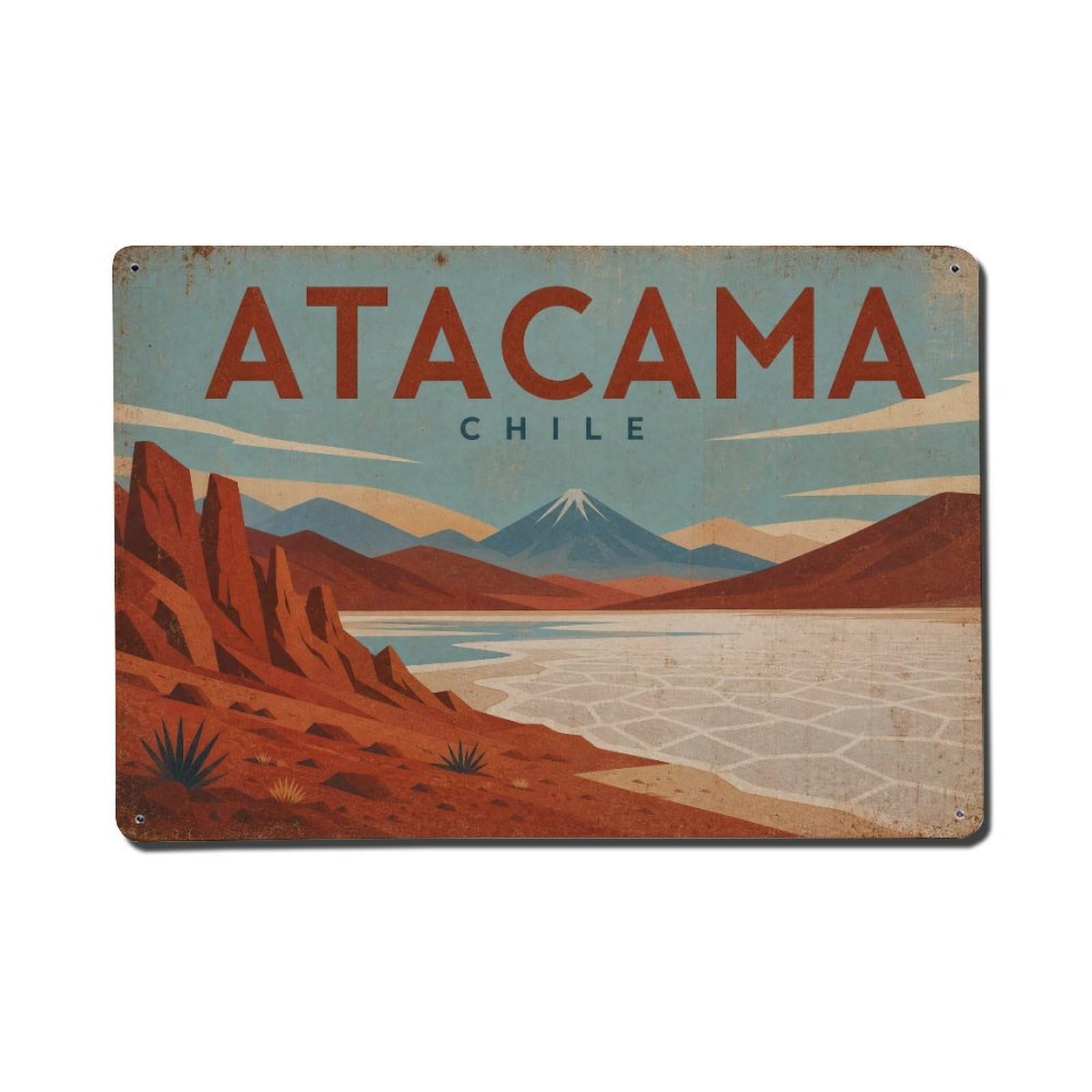 Vintage Travel Chile Atacama Metal Tin Sign