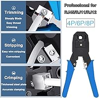 Vista 2 de LEATBUY Crimper Ethernet Kit CAT5 CAT6 Crimping Tool RJ45 Crimp Set for RJ11 RJ12 for Pass Through with 50PC Connector 50PC Cover Ethernet Network