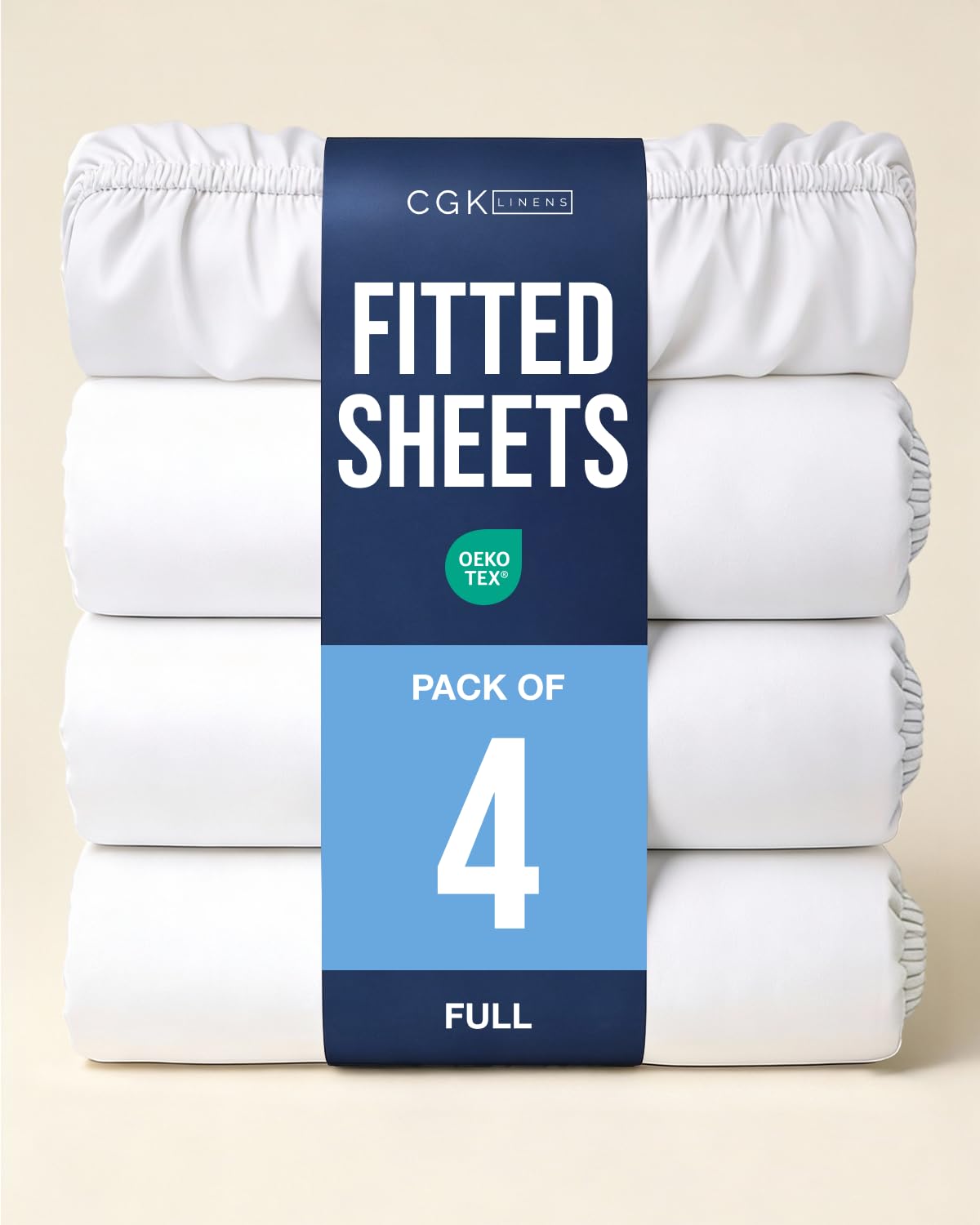Full Fitted Bed Sheet - Pack of 4 Single Fitted Sheet Only - White
