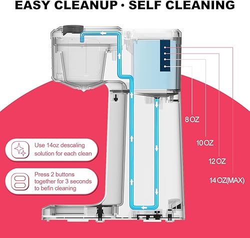 Miniatura 4 de Cafetera de una sola porción, cafetera de taza 2 en 1 K para cápsulas y café molido, cafetera pequeña de una taza con función de autolimpieza,