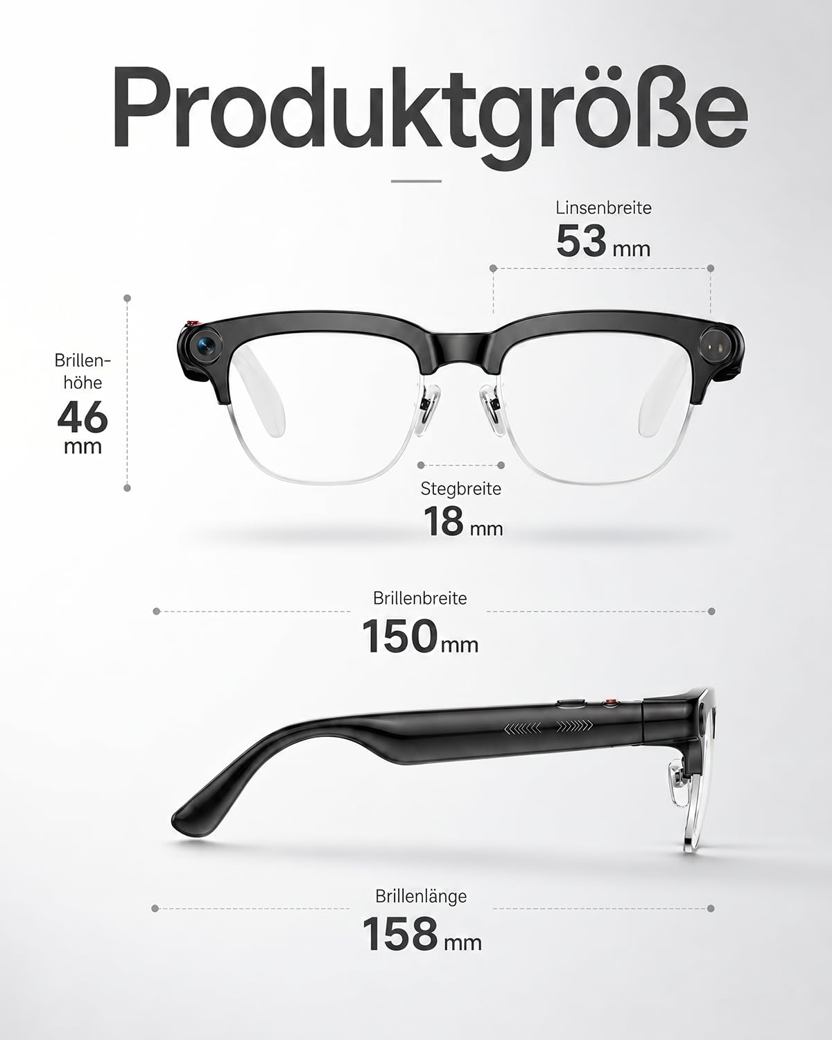 TOOBUR AI Smart Glasses mit 8MP Kamera, 1080P Anti-Shake HD Video, 2 Paar Linsen, Echtzeitübersetzung & Sprachassistent, Bluetooth-Anrufe & Offene-Ohr-Audio für Vlogging, Reisen & Meetings