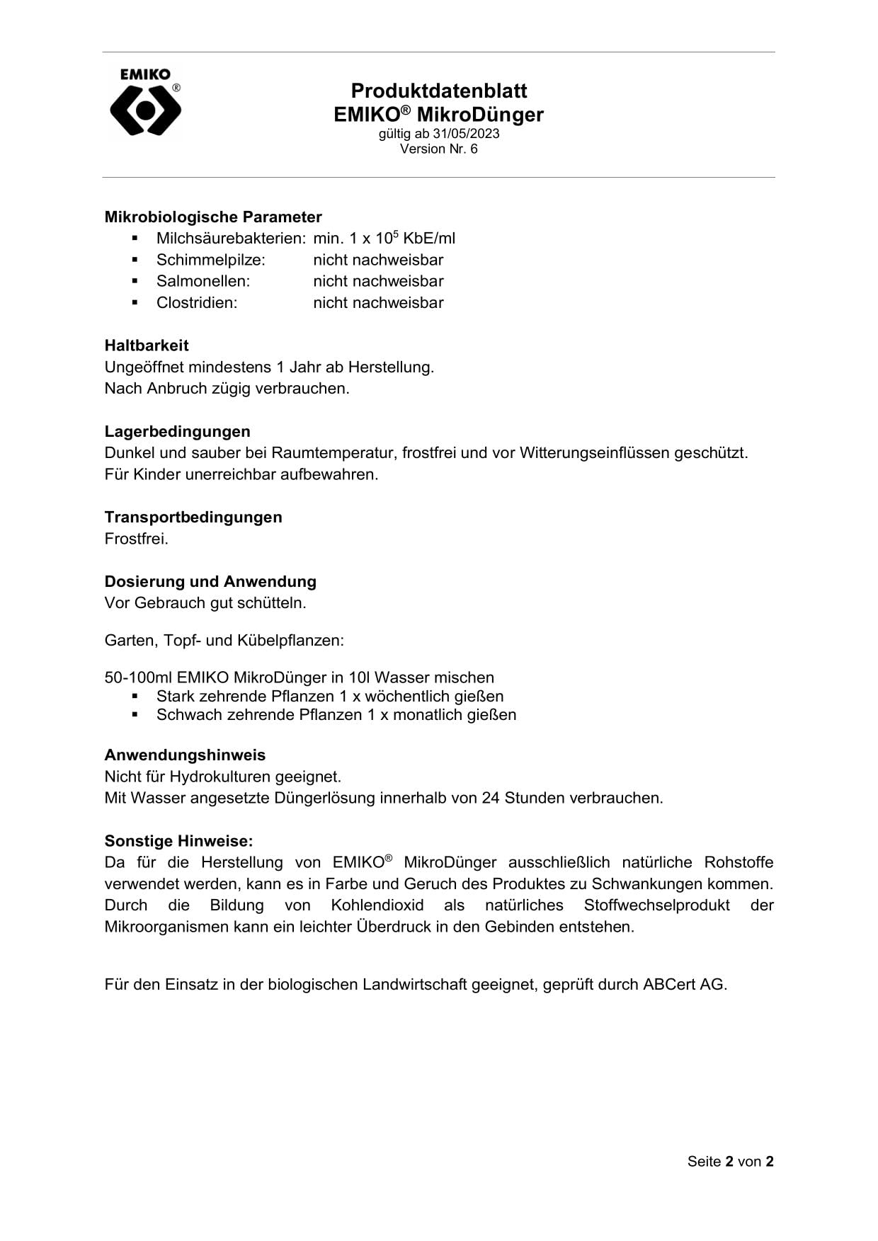 MikroDünger 6kg, flüssiges, organisches Dünger-Konzentrat mit EM und Vinasse für Garten-, Nutz- und Zimmerpflanzen