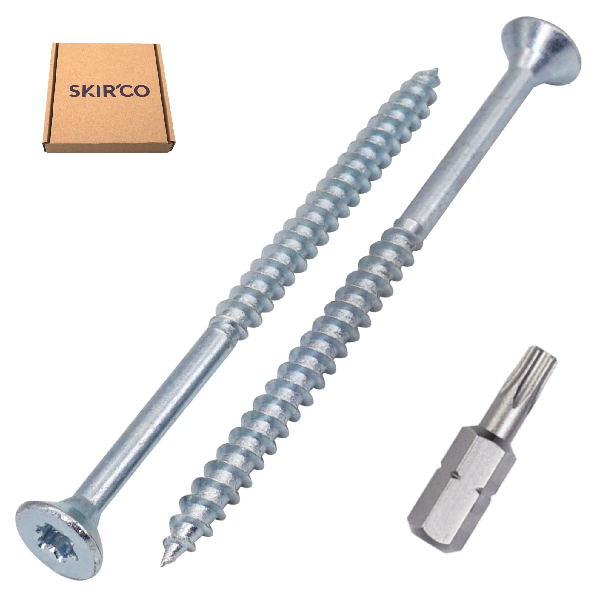 SKIR'CO (50 pcs) Zinc Plated Steel Wood Screws 4.0 x 70 mm, Torx Countersunk Head Screws, Chipboard Screws, Partially Threaded - Image 2