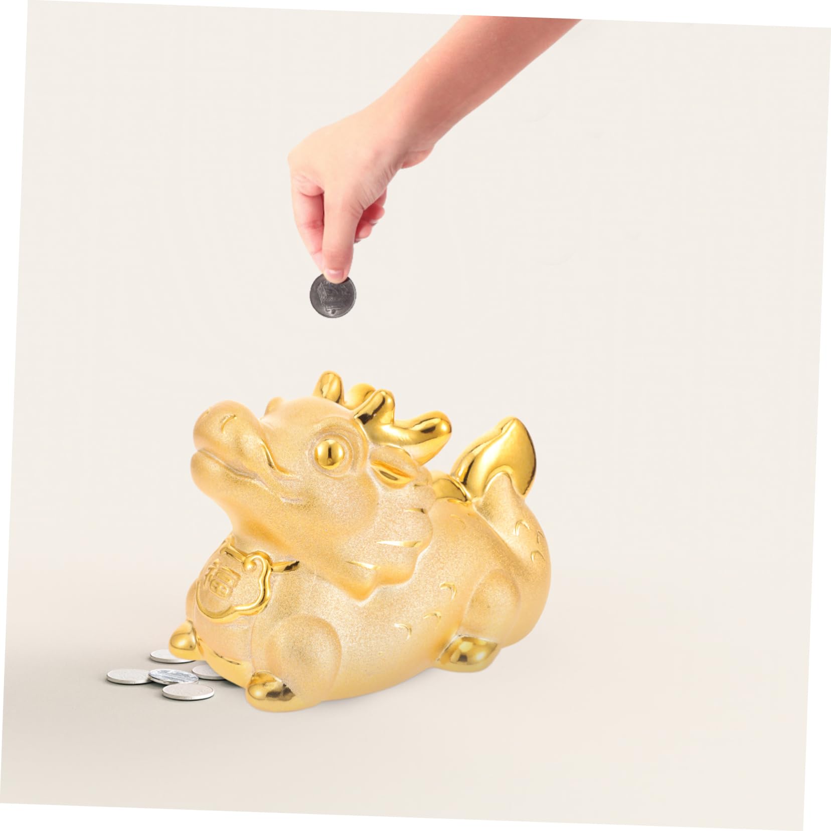 Amazon.co.jp: OUNONA ピッグバンク 年龍年 製貯箱 龍の置物